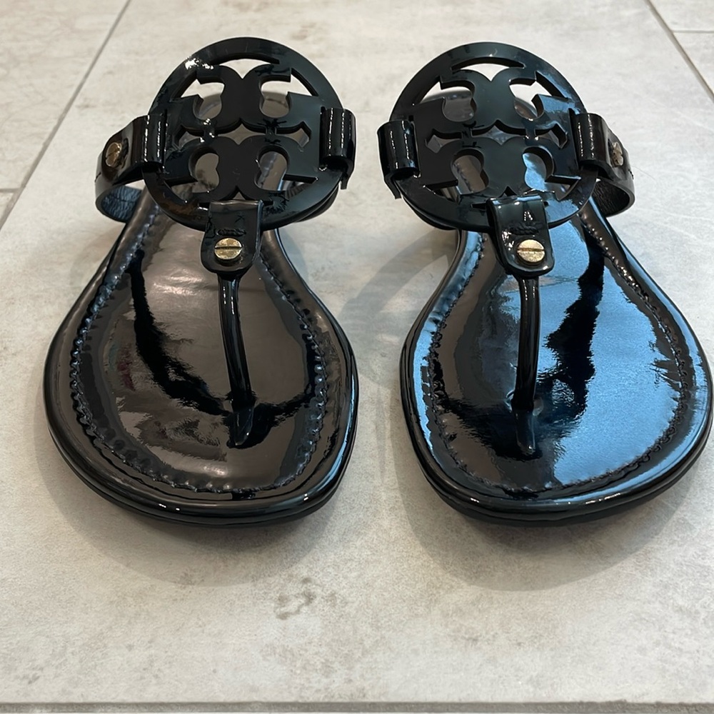Tory Burch Black Patent Leather Sandals